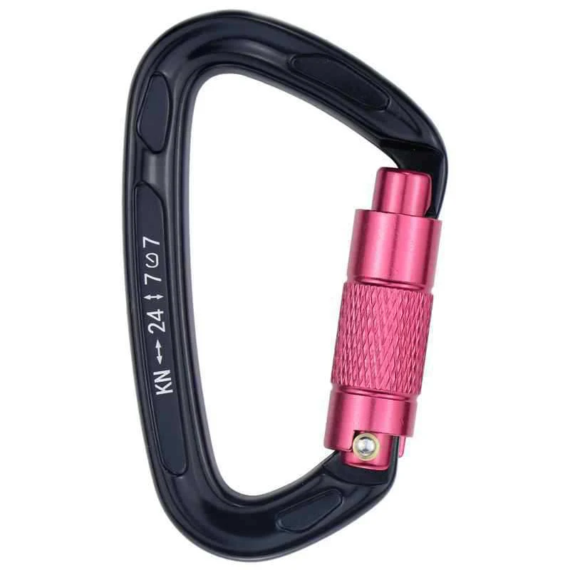 Outdoor Professional Rock Climbing Carabiner 24kN Lock D-shape Safety Buckle Safety Protection Carabiner Equipment