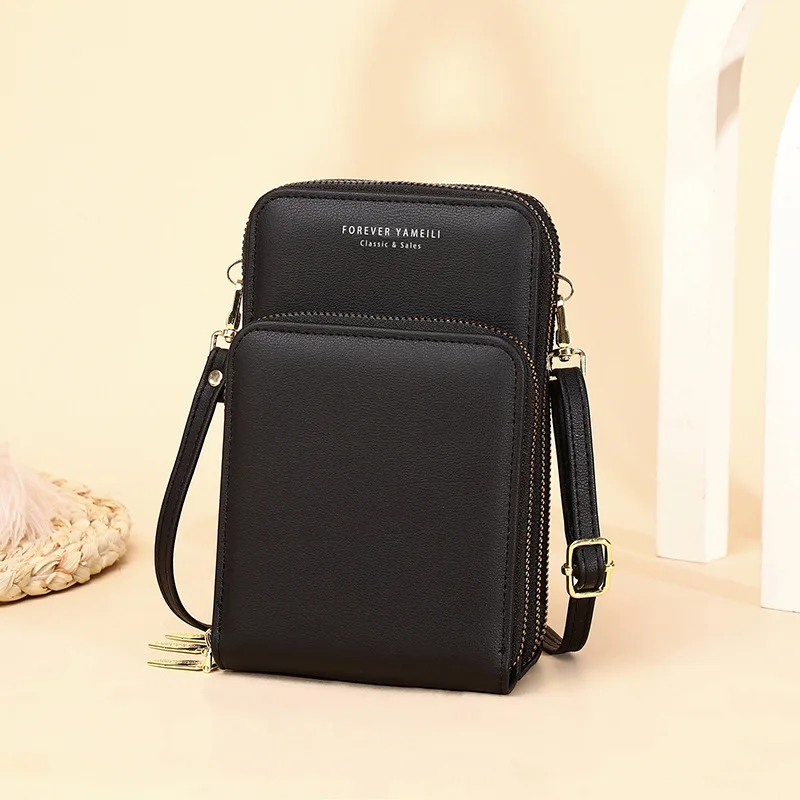 2024 Women Long Wallet Solid Color Small Shoulder Bag Multi-Function Letter Phone Money Wallets Pocket Bags Clutch Organizer