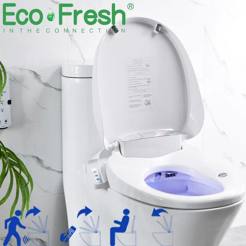 EcoFresh-asiento de inodoro inteligente, cubierta de bidé eléctrico, bidé inteligente, calor, limpieza, masaje en seco, cuidado para niños y mujeres