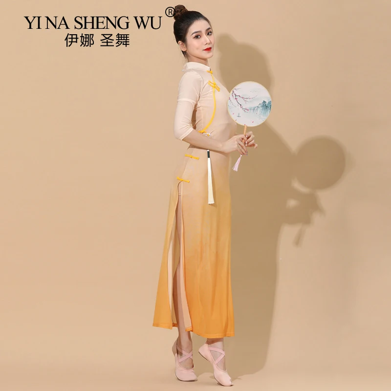 Classical Dance Cheongsam Net Cloth Classical Dance Costume Chinese Dance Dance Costume Gradient Performance Costume Female Top