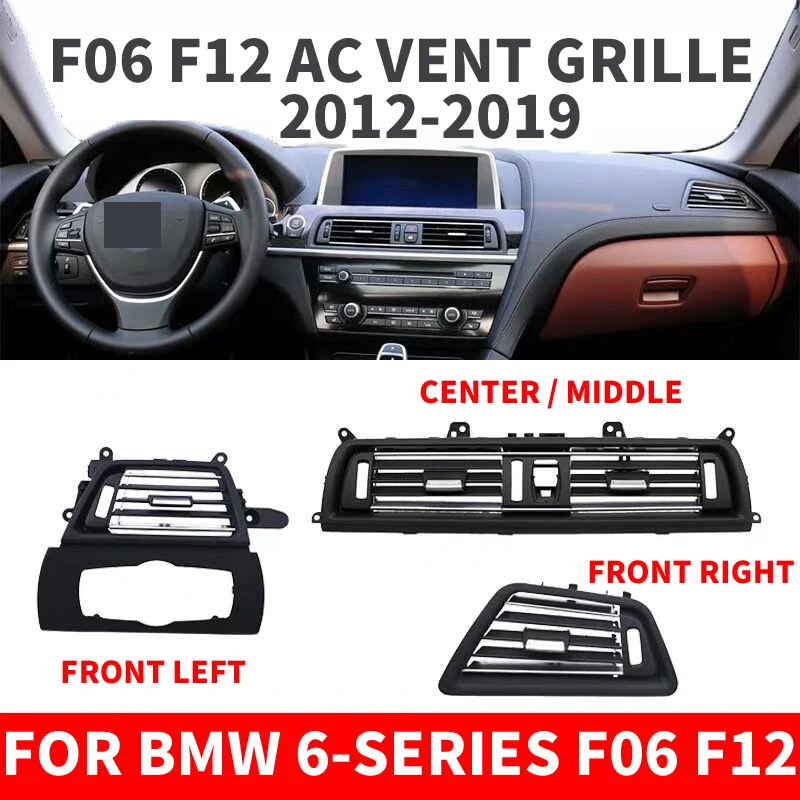 

Car Front Row Left Right Console Center AC Air Conditioner Vent Grille Outlet Panel Chrome Plate For BMW 6-series F06 F12 630