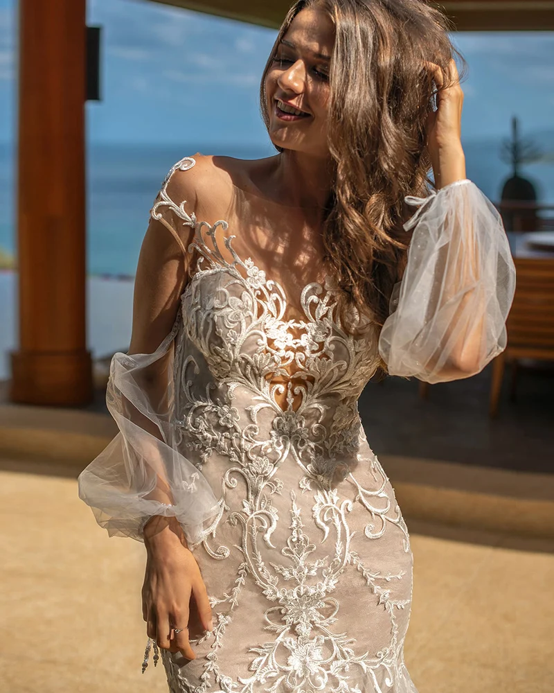 Robes De Mariage сексуальное вечернее платье из шифона русалка свадебное платье Бисер аппликации Sukienka Na Wesele с низким вырезом на спине Trouwjurk Роскошные Hochzeitskleid