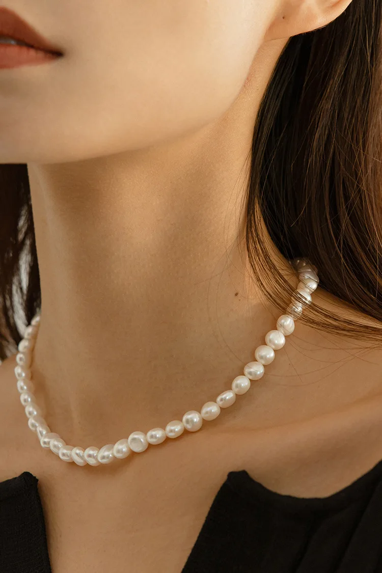 Europe and America restore ancient ways temperament abnormal shape pearl necklace female fashion contracted short pearl clavicle