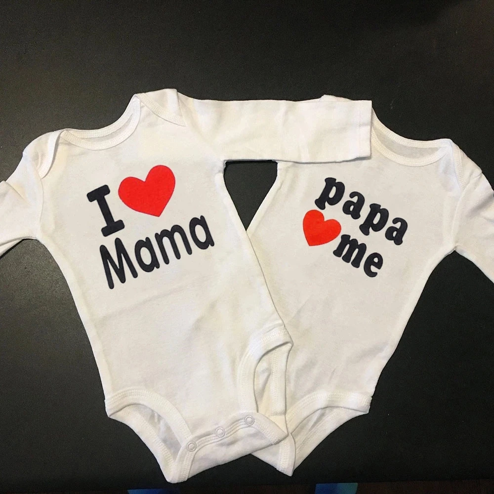 

I Love Mama Papa Love Me Cute Newborn Baby Bodysuit Cotton Long Sleeve Twins Baby Boy Girl Onesies Rompers Body Baby Clothes