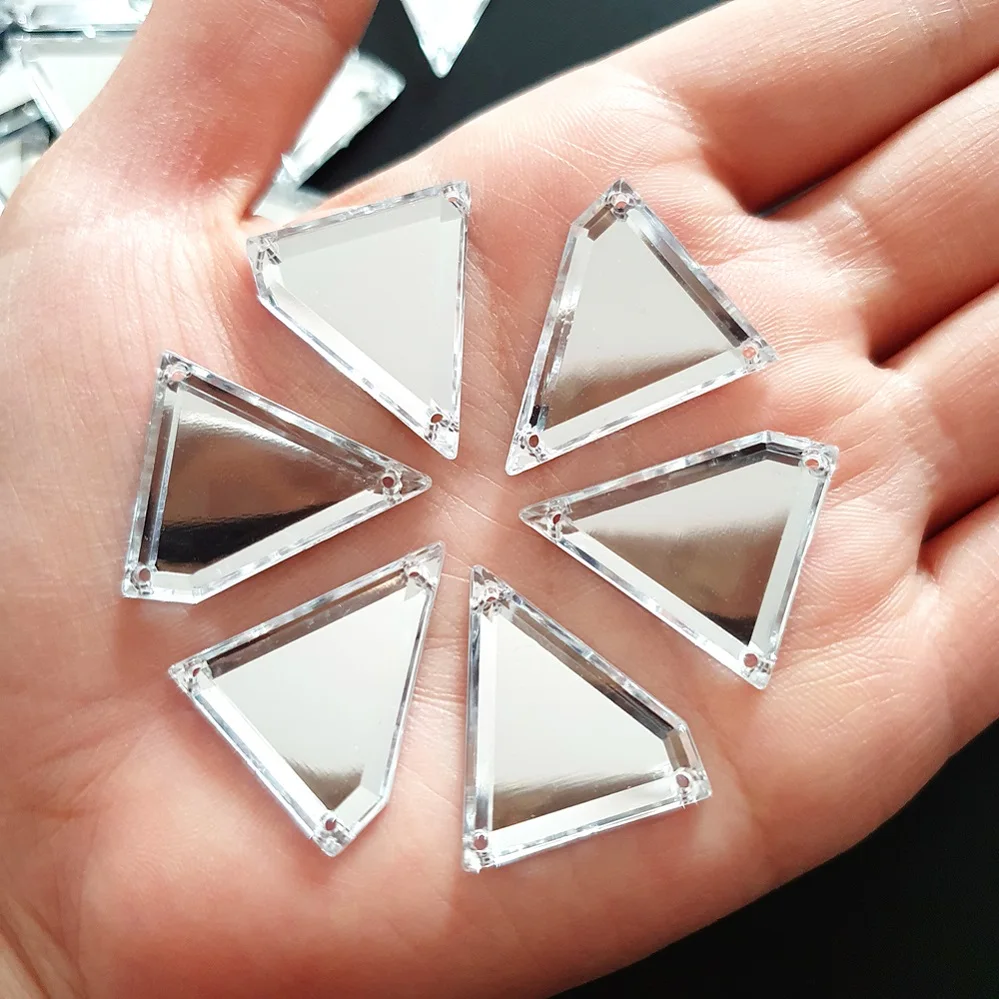 Specchio acrilico bianco argento 21x25mm cucire su strass gemme cristalli pietre per fai da te cucito corpetto costumi da festa di nozze