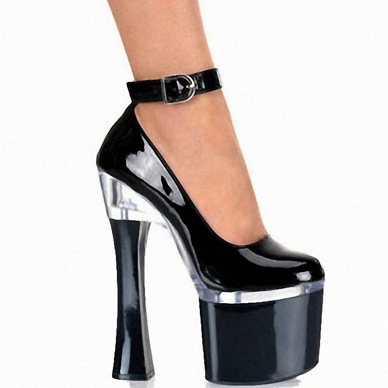 Super High heeled shoes 18cm Spool heels Shallow Round toe Big Size Women's Pumps 7 inches Fashion Female Work shoes Stage Dress