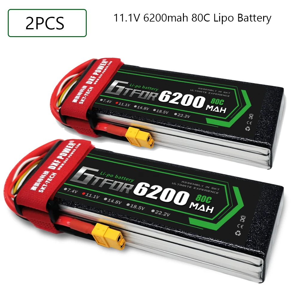 

GTFDR 3S 11.1V 6200mah 80C-160C Lipo Battery 3S XT60 T Deans XT90 EC5 For FPV Drone Airplane Car Racing Truck Boat RC Parts