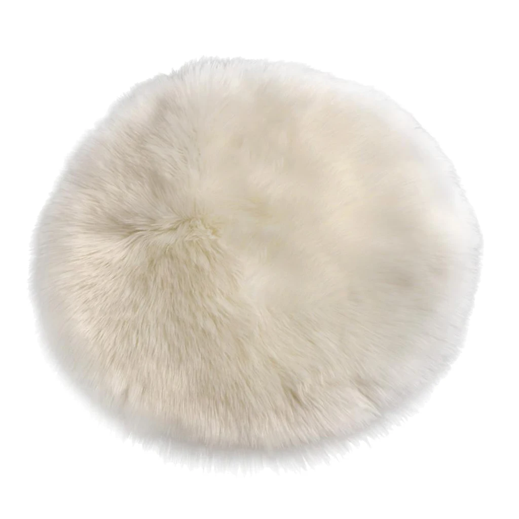 

Round 30cm Sheepskin Seat Cushion Hairy Carpet Faux Mat Fur Plain Soft Small Area Rug Non Slip Floor Carpet Baby Crawling Mat