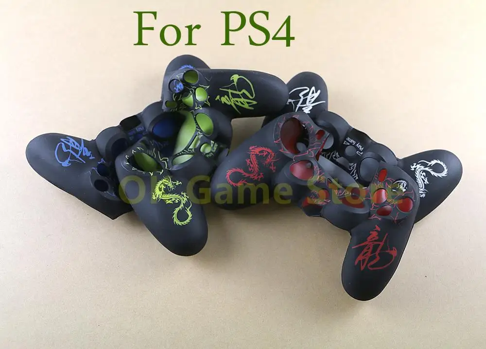 5pcs/lot Chinese Dragons Silicone Cover Protection Case for SONY playstation 4 PS4 Controller Silicone Case Skin Cover FOR PS4