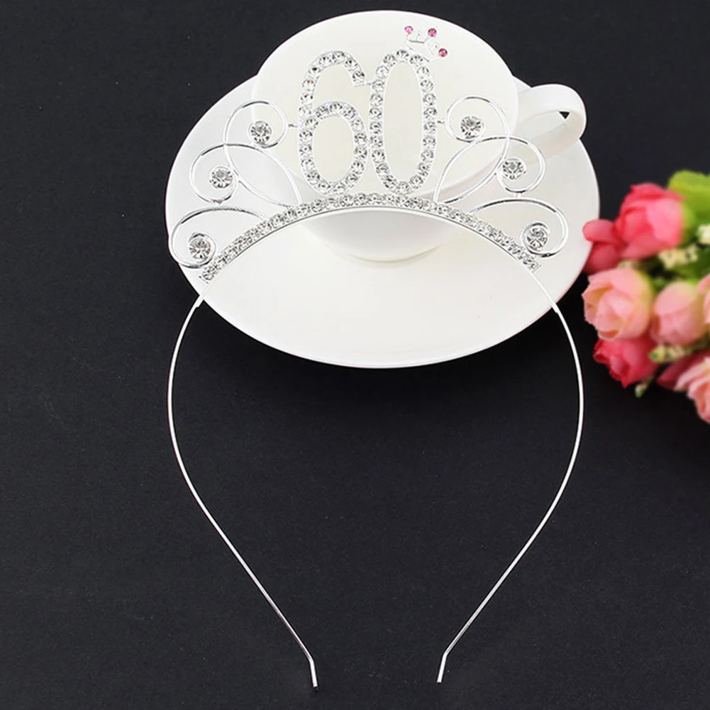 16/18/21/30/40/50/60/80 Birthday Party Tiara Crown Headband Hair Loop Decoration Birthday Gift Tiara For Girls Hair Head Accesso