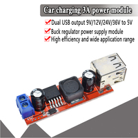 DC 6V-40V To 5V 3A Double USB Charge DC-DC Step Down Converter Module For Vehicle Car Charger LM2596 Dual Two USB