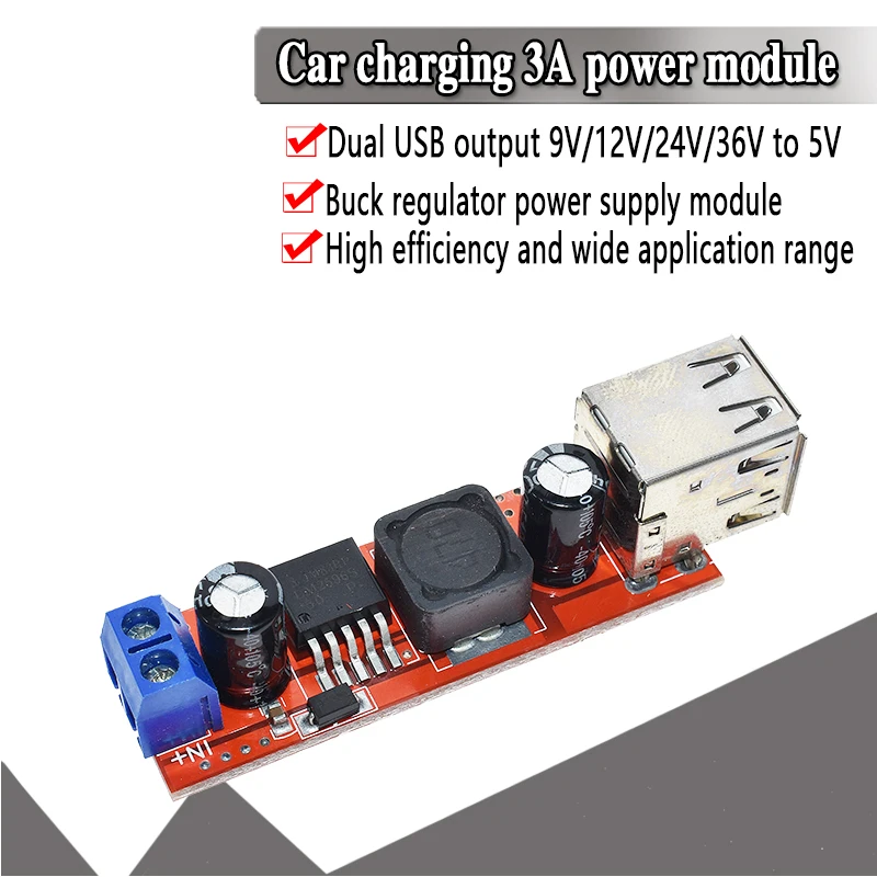 DC 6V-40V do 5V 3A podwójne USB ładowania prądu stałego DC przekształtnik buck modułem do ładowarka samochodowa LM2596 podwójny dwa USB