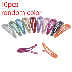 10pcs Snap Hair Clips Glitter Hairpins For Children Kids Hair Clip Pins For Baby Girls Hair Accessories Cute Metal Barrettes