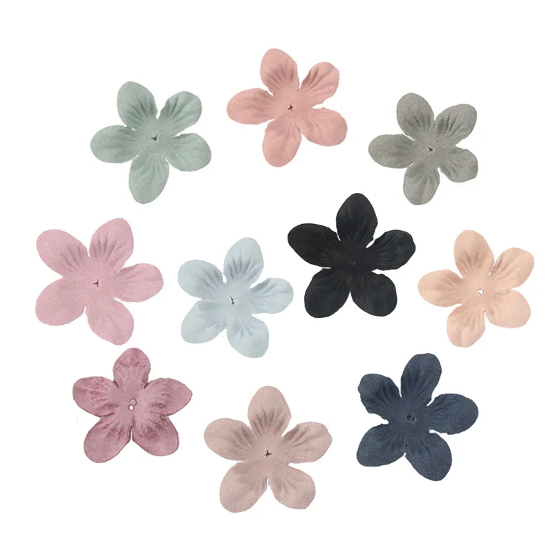 50PC Microfiber leather flower piece fabric embossed flower petal flower piece hair ornament DIY material accessories