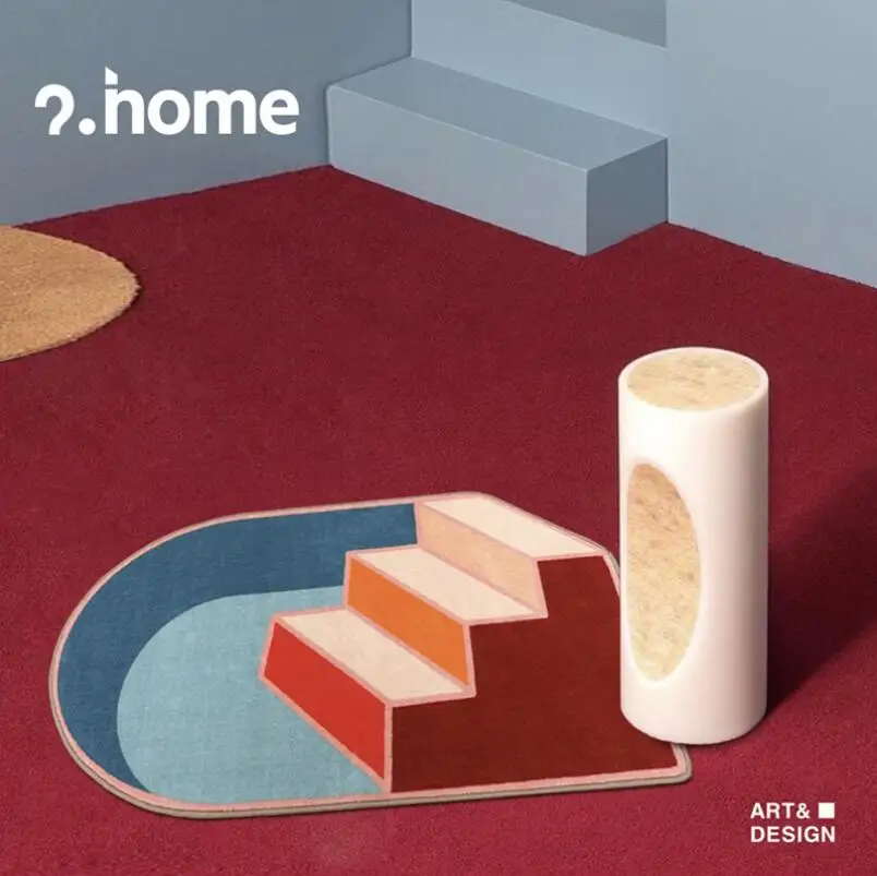Light Luxury Geometric Morandi Abstract Art Carpet Living Room Bedroom Bedside Floor Mat Absorbent Bohemian Turkish Area Rug