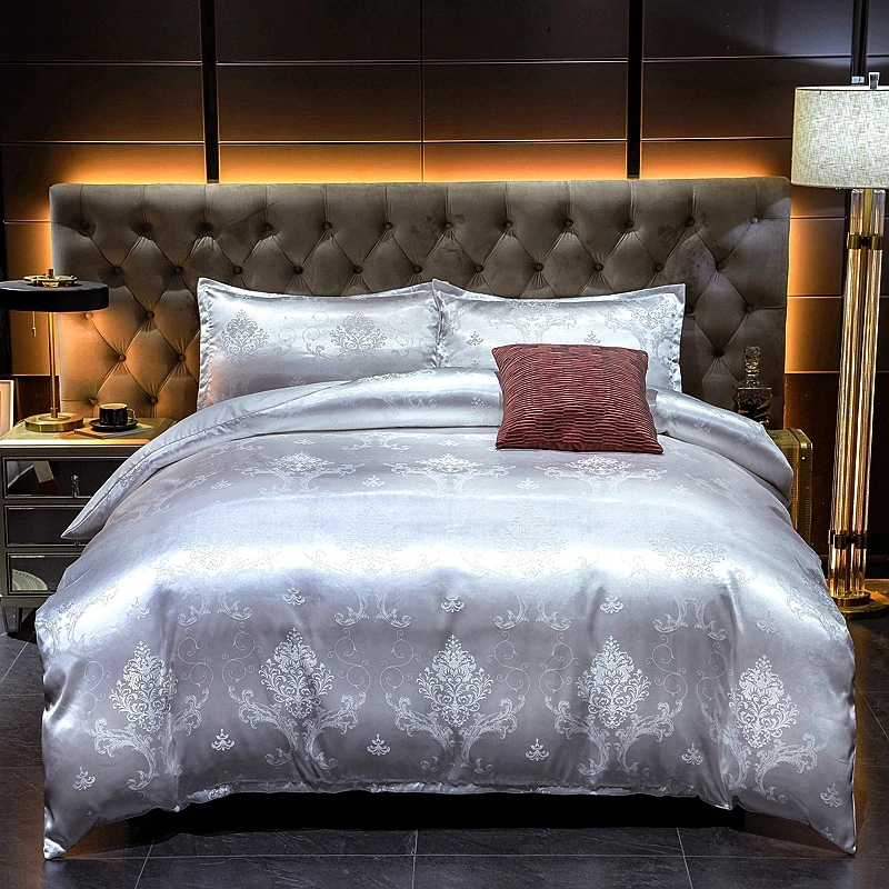 Luxury Satin Jacquard Bedding Set Artificial Silk European Duvet Cover 220x240 Single Double Queen King Pillowcases No Bed Sheet