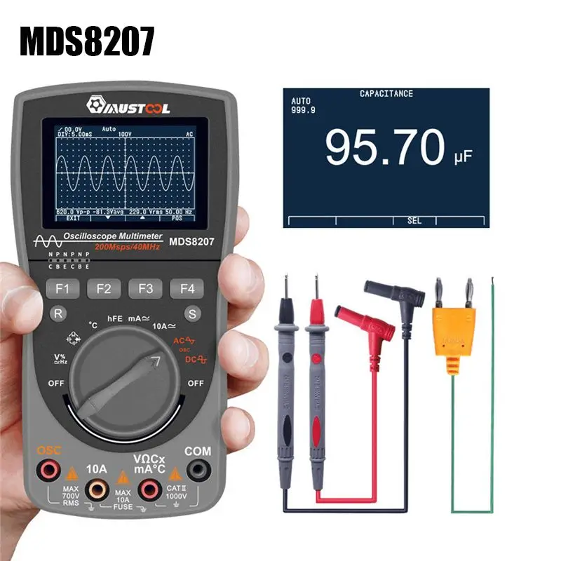 MUSTOOL MT8206 MDS8207 MT8205 MT99 MT109 2 w 1 cyfrowy inteligentny ręczny oscyloskop do przechowywania multimetr napięcia prądu