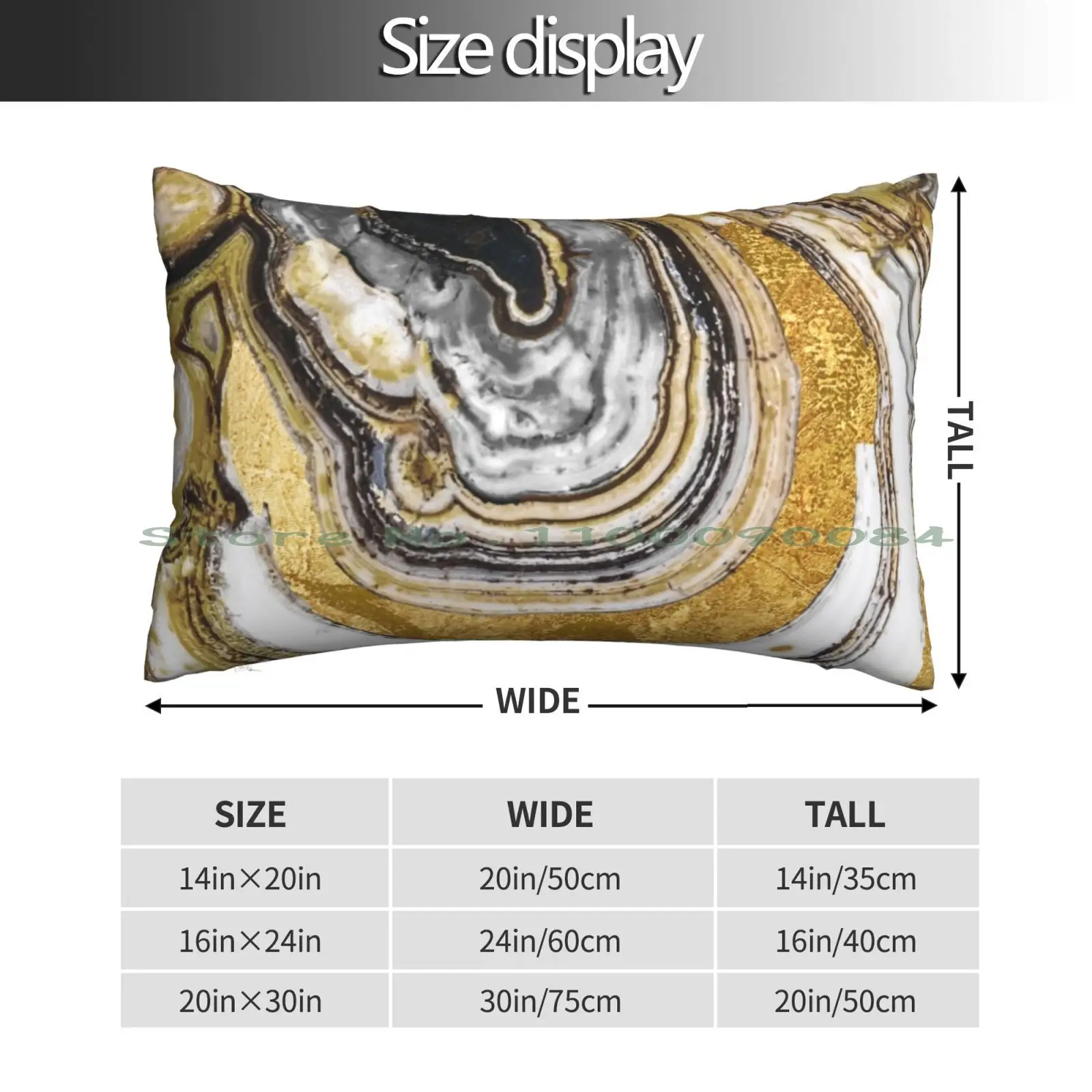 Stone Prose Geode Gold Pillow Case 20x30 50*75 Sofa Bedroom Geode Gold And Black Golden Rocks Earth Minerals Nature Organic