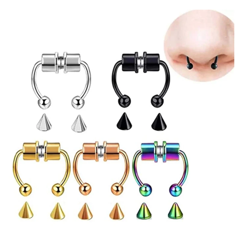 

TIANCIFBYJS 20g Nose Rings Hoop Ear Studs Stainless Steel Screw Ball Nostril Piercing Wholesale Body Jewelry 50pcs For Women Men