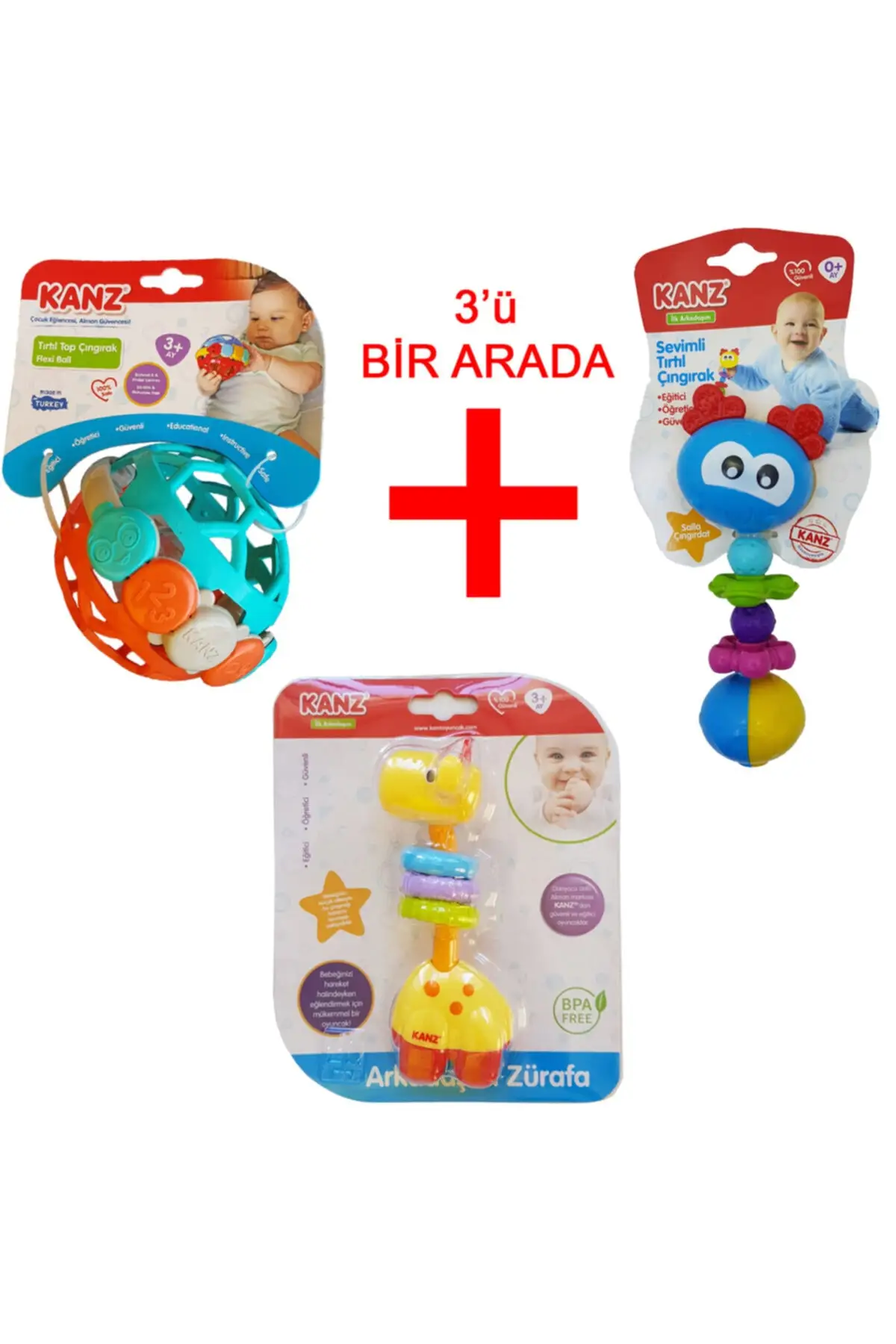 Rattle Friend Giraffe Rattle Caterpillar Rattle Mouthguard Kanz Cute Caterpillar Rattle + Cute Caterpillar Rattle + Sevim