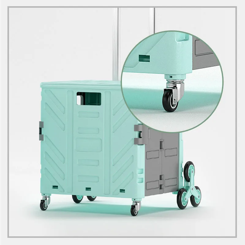 Home Supplies Trolley Shopping Storage Containers Folding Cart Plastic Shopping Cart Vehicle Mounted Storage Box Bag On Wheels