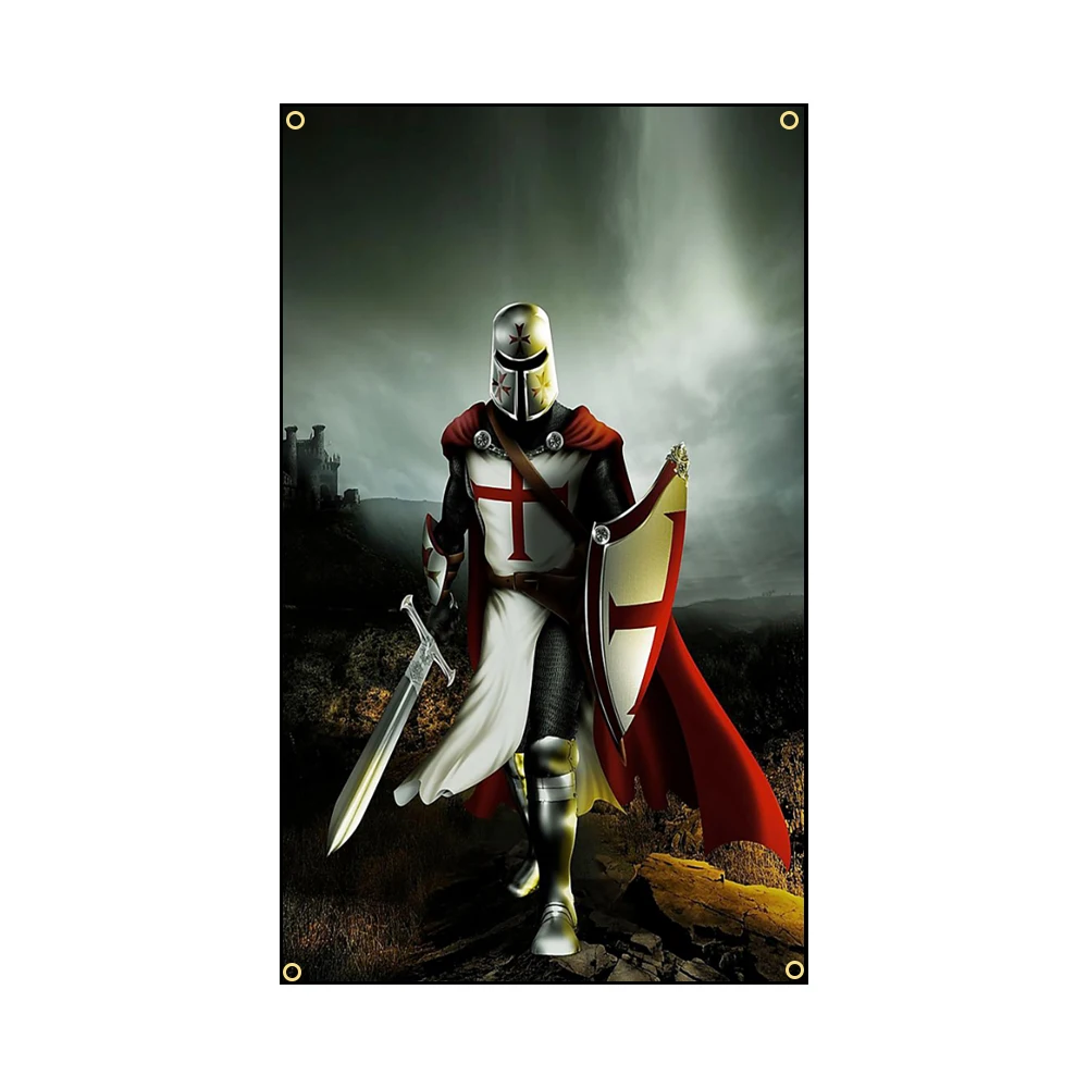Bandera templaria de Caballero, pancarta de 90x150cm, 3x5 pies