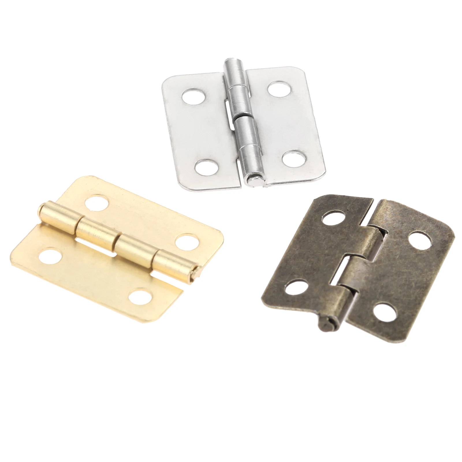 10 Pcs 18*16mm Vintage Door Cabinet Luggage Hinges Jewelry Wood Box Hinge Furniture Decor with Screws Antique Bronze/Silver/Gold