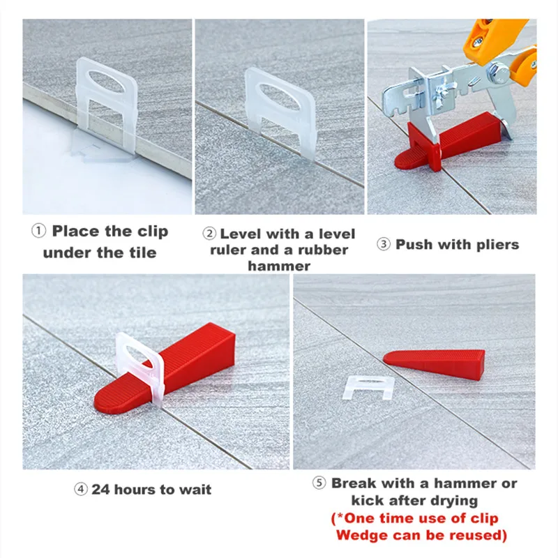 Sistema de nivelación de azulejos para el hogar, Kit de Clip espaciadores de nivelación, herramienta de azulejos de pared, 100, 5/1/1, 5/3MM, 2/2