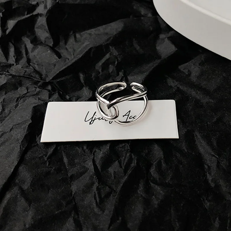 Foxanry Minimalist Silver Color Finger Rings Charm Women Girl Thai Silver Jewelry New Fashion Cross Twining Handmade Ring