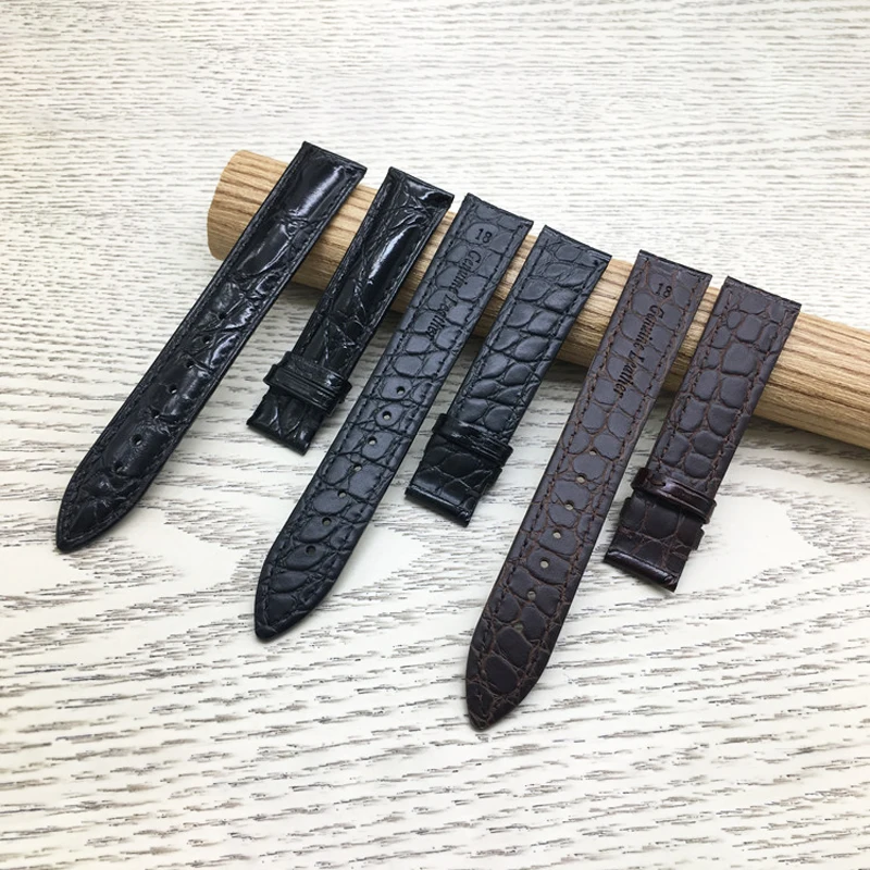 Watchband 14mm 16mm 18mm 19mm 20mm 21mm 22mm Real Alligator Leather Watch Band Strap and Butterfly Folding Clasp buckle