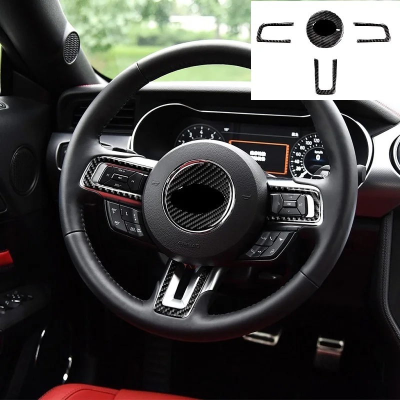 

Fit For Ford Mustang 2015-2020 Car Interior Steering Wheel Button Set Carbon Fiber Stickers Car Accessories