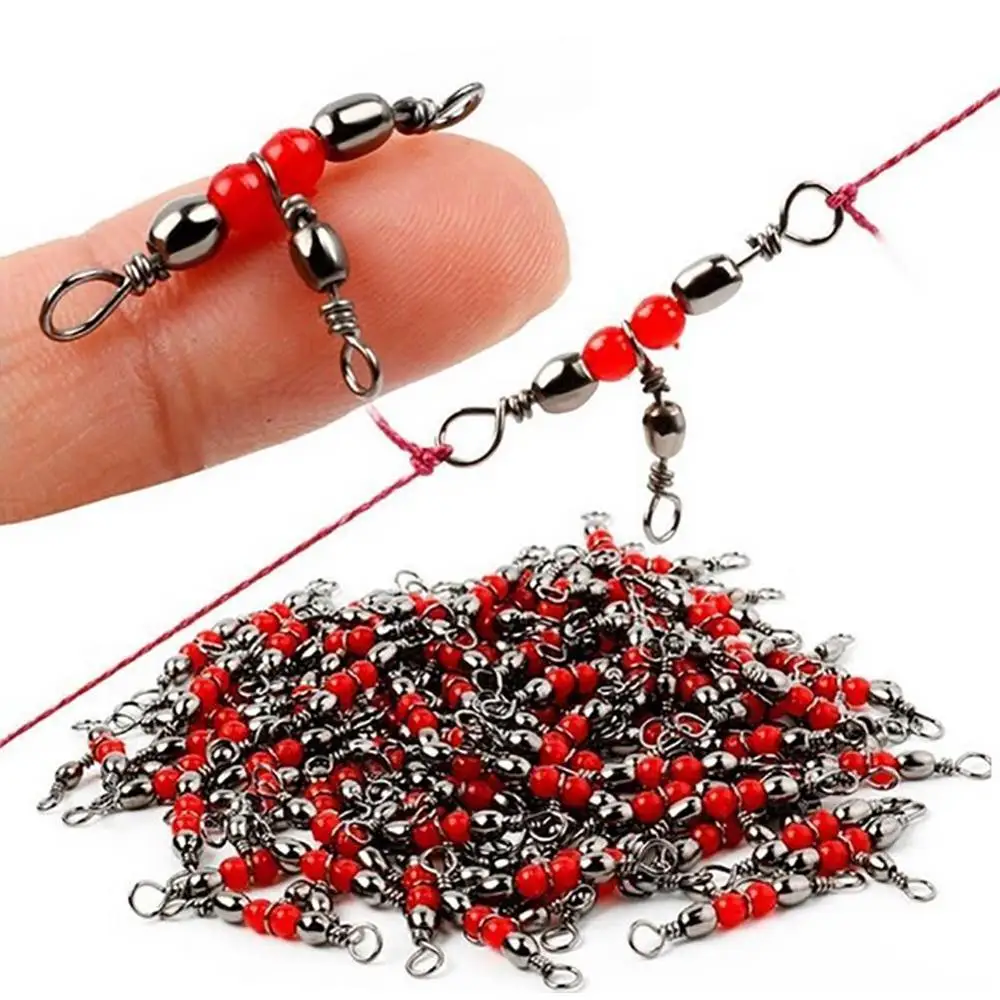 360Degree Beaded Brass Fishing Rolling Barrel Swivel Bearing Connector Solid Ring mini Carbon Fishing Accessories 10/20/50Pcs