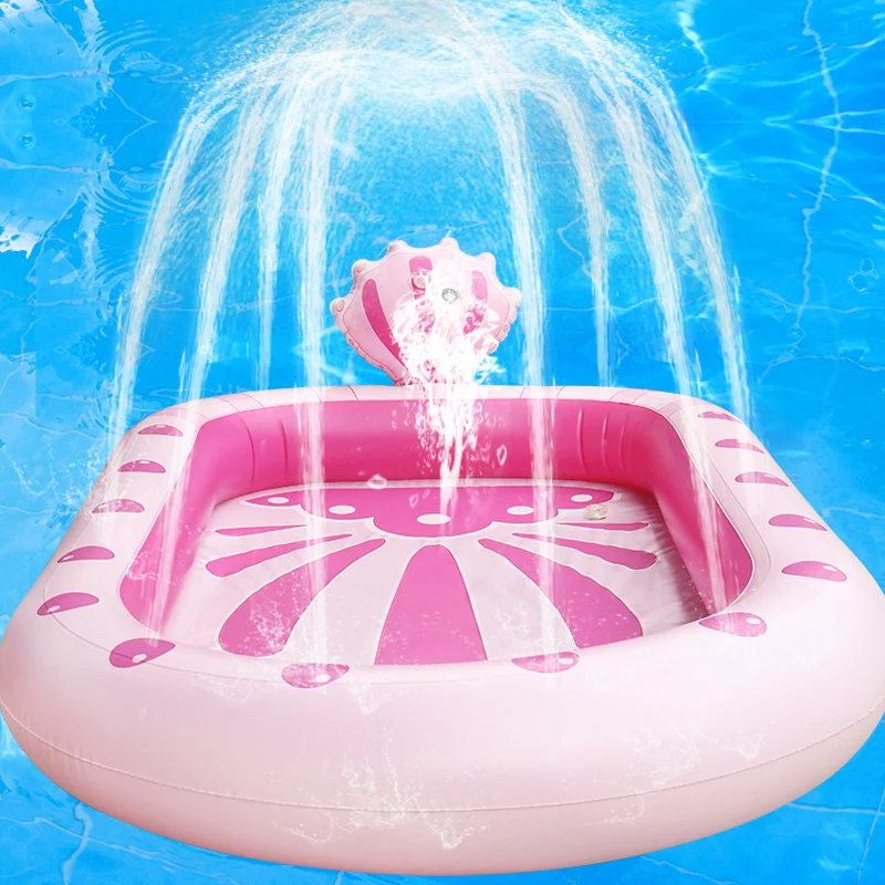 สระว่ายน้ำเด็ก Inflatable อาบน้ำ Splash Paddling เล่นสระว่ายน้ำเล่น Sprinkler Mat Yard กลางแจ้งสนุกหลายสี PVC