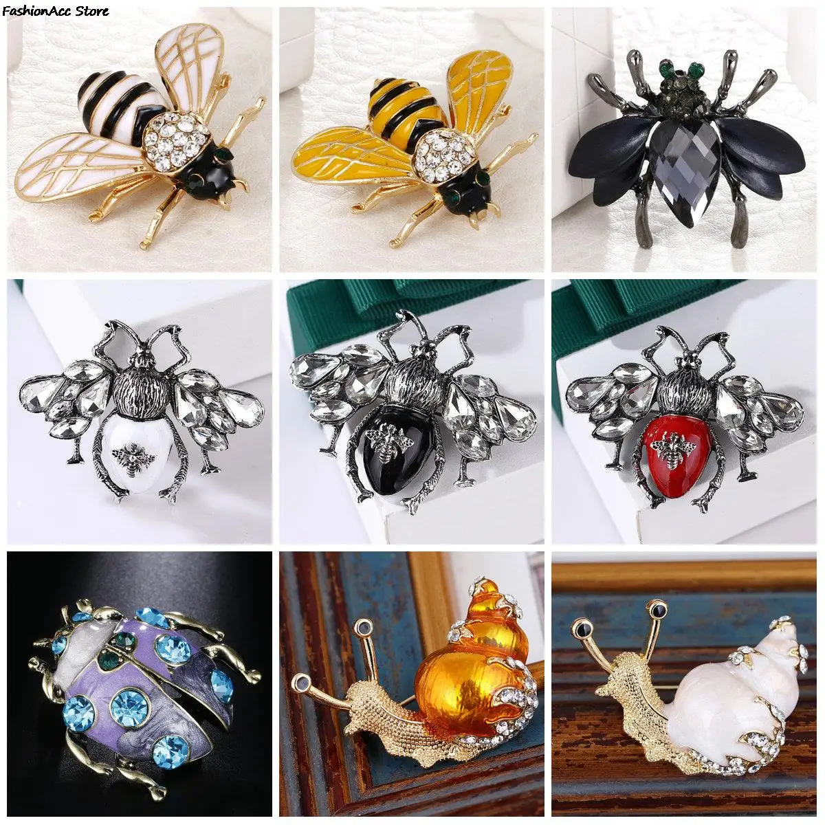 Animal Bee Ladybird Ants Bird Snails Brooches Insect Brooch Pin Jewelry Banquet Christmas Gifts Accessories Jewelry