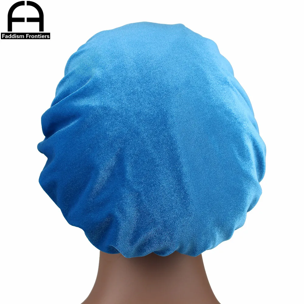 New Reversible Velvet Bonnet Satin Lined Elastic Band Bonnets Sleeping Cap Women Lady Turban