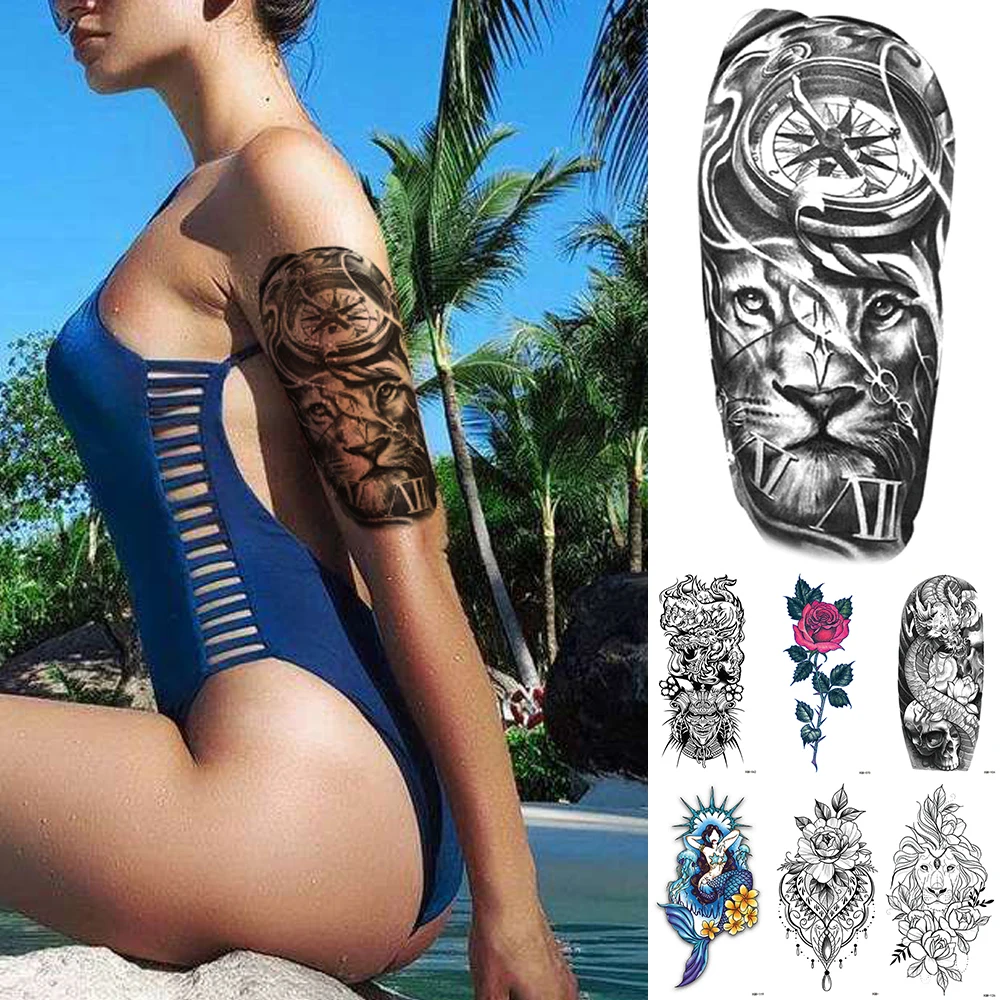 Temporary Tattoo Sticker Tiger Flash Waterproof Tattoos Leopard Totem Body Art Arm Fake Tatoo Women Men