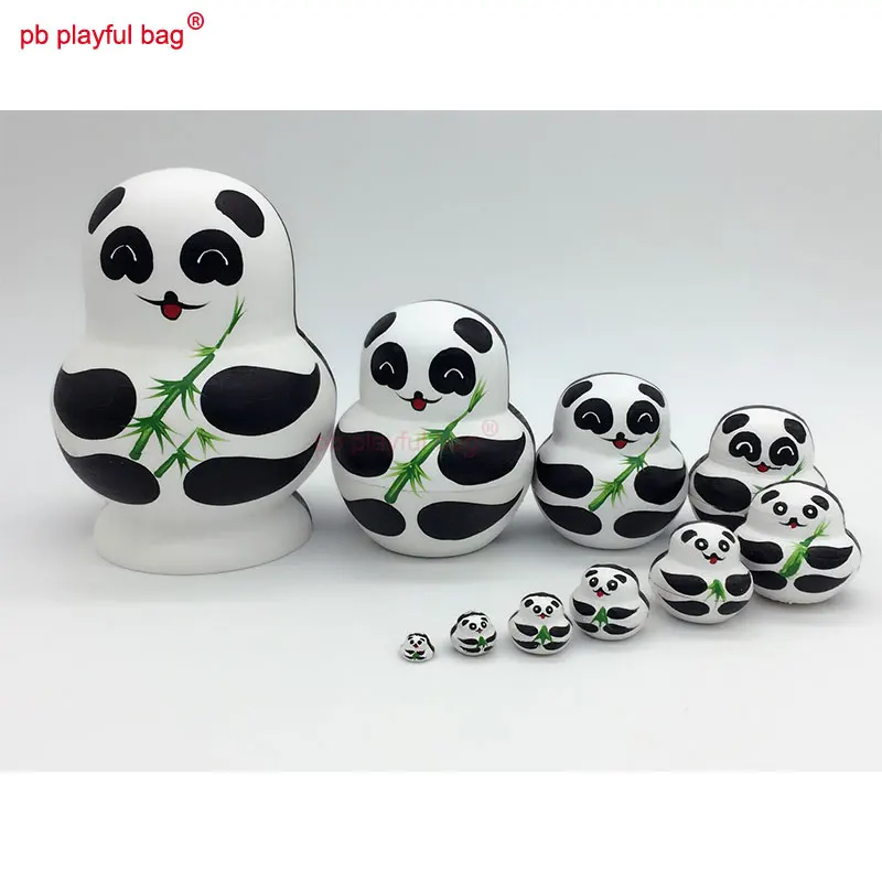 PB Playful bag Ten story panda Penguin double faced Russian dolls funny wooden toy set crafts gift decorations HG10