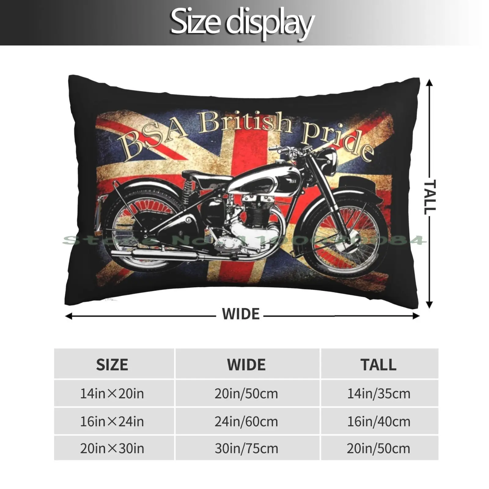 Vintage Classic British Bsa Motorcycle Icon Pillow Case 20x30 50*75 Sofa Bedroom Retro Revival Art By Patjila Blue Black