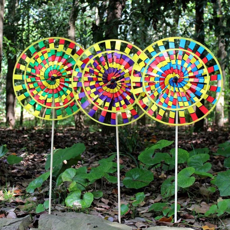 Retro Colorful Wind Spinners Lawn Pinwheels Windmill Garden Yard Patio Lawn Decoration Indoor Outdoor Baby Kids Toys