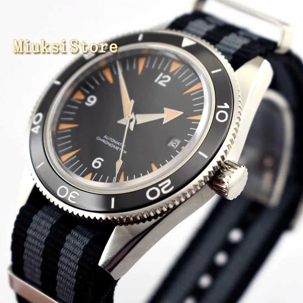 41mm Corguet quadrante sterile nero lunetta in ceramica luminosa orologio da uomo automatico orologi meccanici di marca di lusso superiore