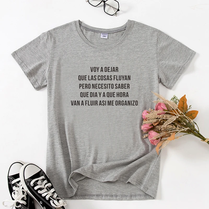 Camiseta de mujer zábavný španěl dopis tisk ženy trička topy léto krátký rukáv ležérní paní tričko holka tričko černá bílá