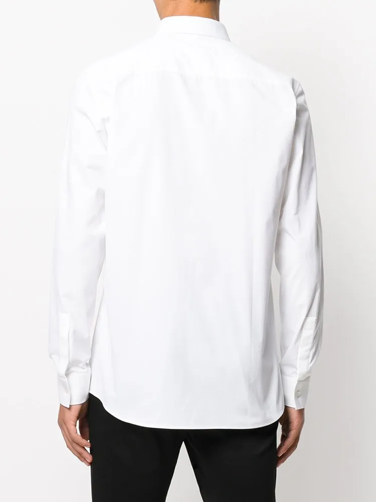 

Men's Long-Sleeve Shirt Spring And Summer New Square Collar Black Ribbon T-Splicing Design Youth Trend Long-Sleeve Shirt