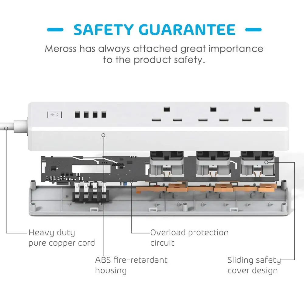 Smart WiFi Surge Protector Power Strip App Remote Control UK Plug Support Homekit Alexa Google Assistant IFTTT and SmartThings