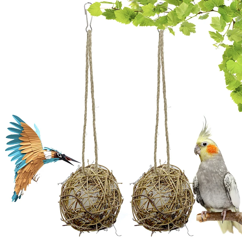 Parrot Ball Toy Funny Rattan Hanging Ball Bird Toy Bird Grinding Beak Ball Parrots Toys And Bird Accessories for Pet Toy