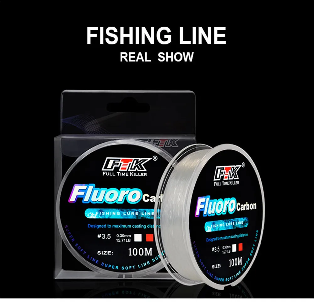 FTK 100m Fluorocarbon Angelschnur 4.13-34.32LB Fluorocarbon-Beschichtung Japan Carbonfaser-Vorfach Karpfen Angelschnur Superweiche Schnur – Detail 9
