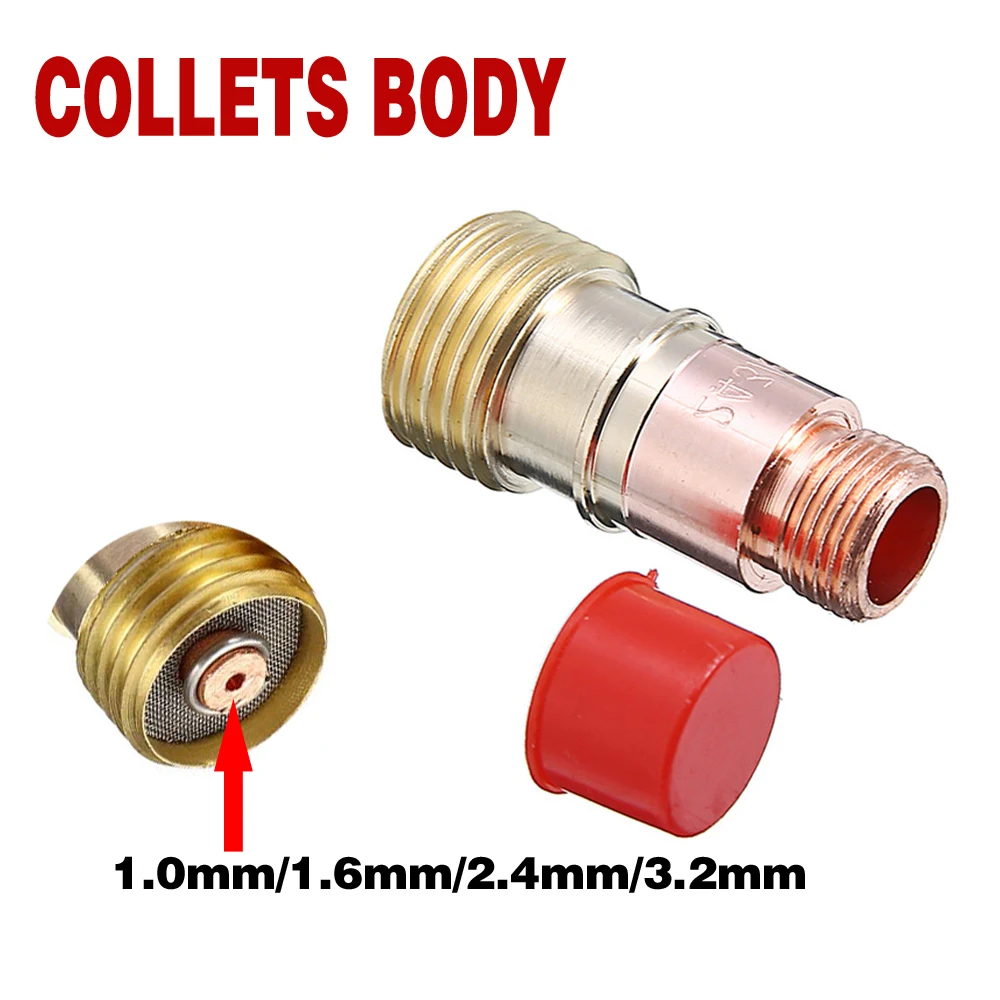 4/8/16pcs Forgelo Brass Collets Body Stubby Gas Lens Connector With Mesh For Tig WP-17/18/26 Torch Welding Accessories