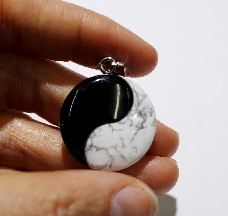 New natural stone retro black and white Tai Chi Yin Yang Gossip pendant men and women charm for DIY jewelry making  6pcs\lot