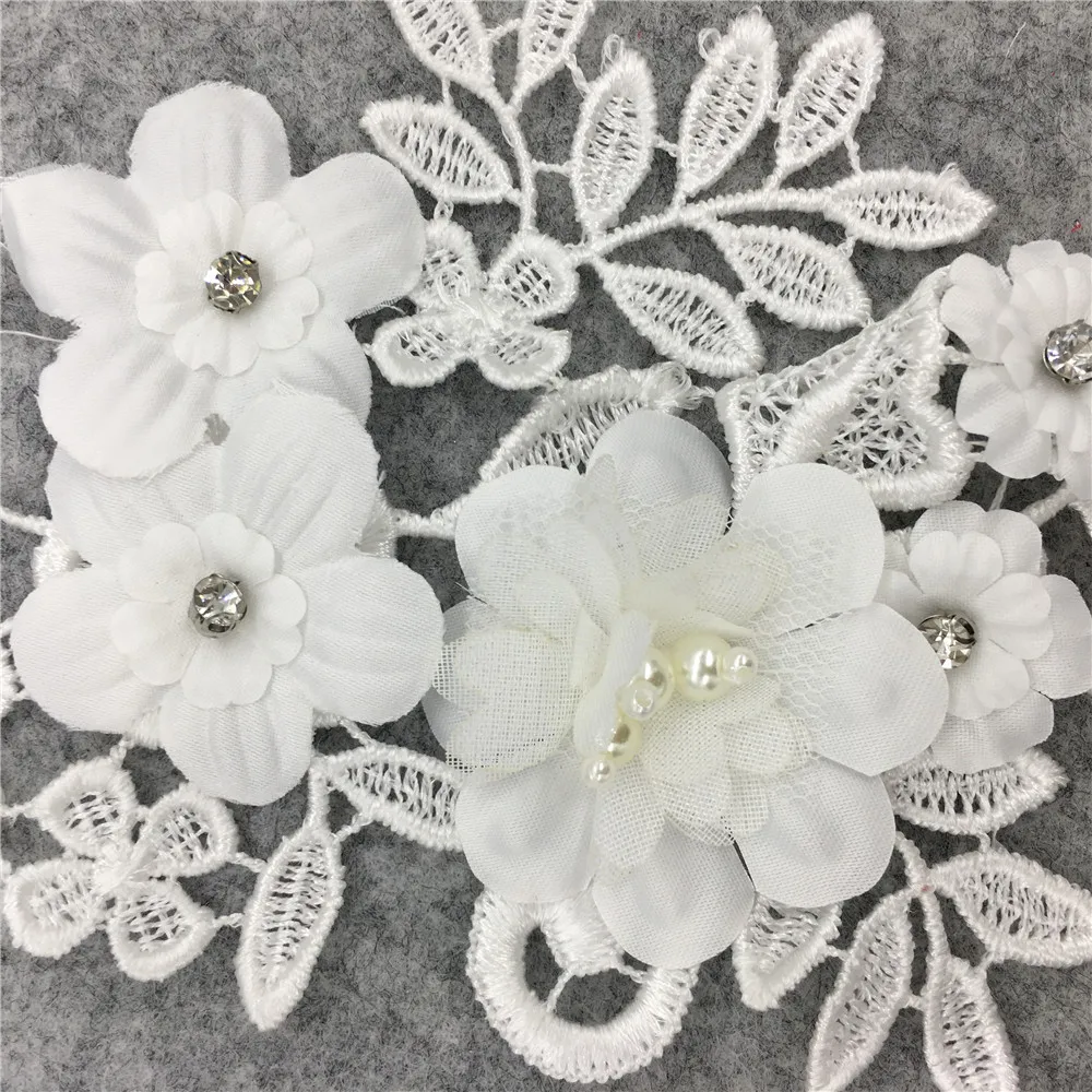 1pc White Embroidery Beautiful Lace Collar Decoration Fabric For Sewing Supplies  Lace Fabric Dress Applique Crafts Decorate