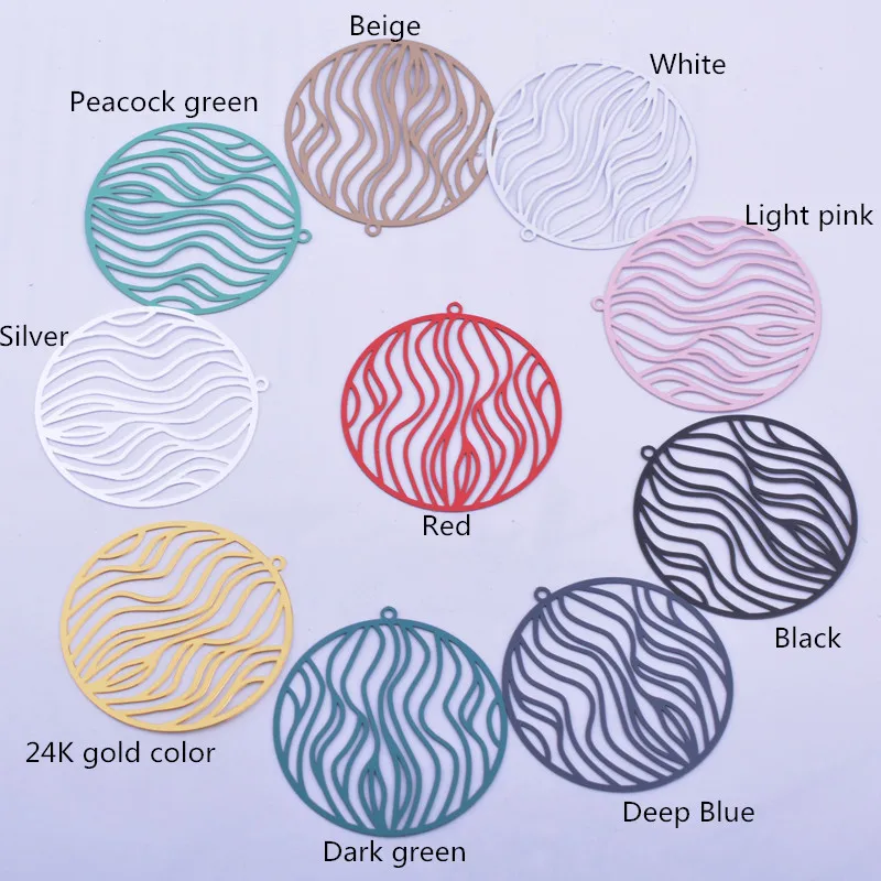 30 Stück Ab6568 35*37mm Filigrane Runde Anhänger für DIY-Schmuck- und Ohrringherstellung – Detail 3