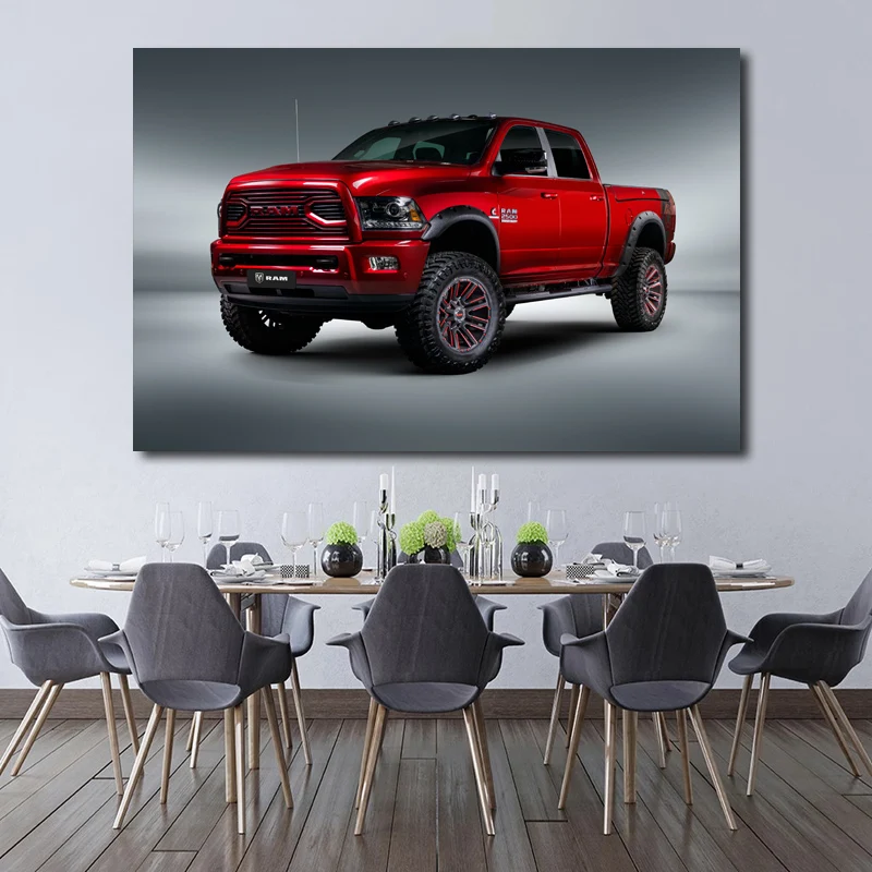 Dodge Ram Trucks Pickup Red Car Wall Art Picture Vehicle Posters and Prints Canvas Painting For Living Room Decor